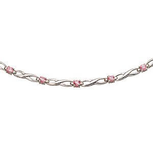 Unbranded 9ct White Gold Pink Cubic Zirconia 7.25 Bracelet