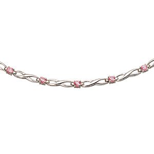 9ct White Gold Pink Cubic Zirconia 7.25 Bracelet