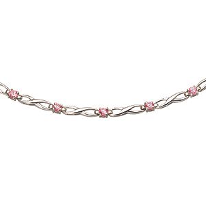 9ct White Gold Pink Cubic Zirconia 7.25 Bracelet