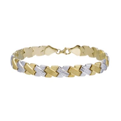 9ct Two-tone Gold Diamond-cut Bracelet