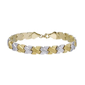 9ct Two-tone Gold Diamond-cut Bracelet