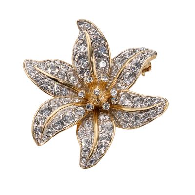 Gold-plated Crystal Daisy Brooch