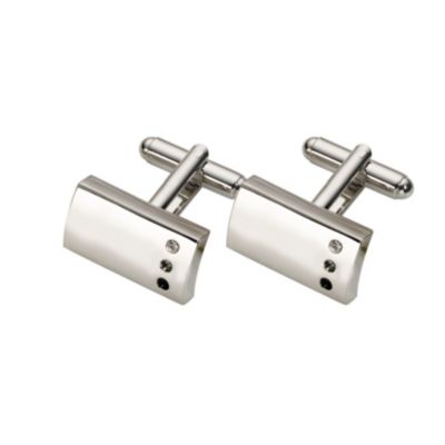 Classic Collection Graphite Three Crystal Cufflinks