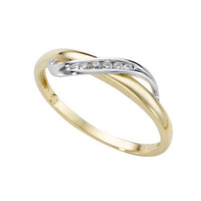9ct two-colour gold diamond ring