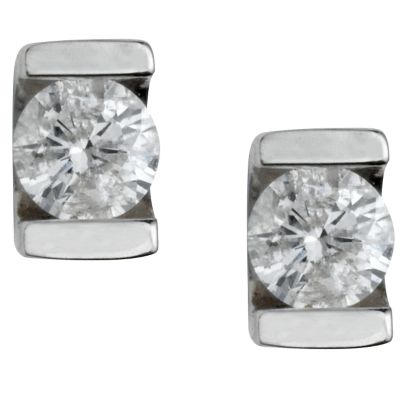 9ct white gold third carat diamond solitaire earrings - Product number 4944496