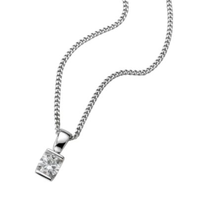 9ct white gold quarter carat diamond pendant necklace - Product number ...
