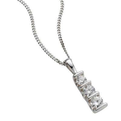 9ct white gold half carat diamond bar pendant necklace - Product ...