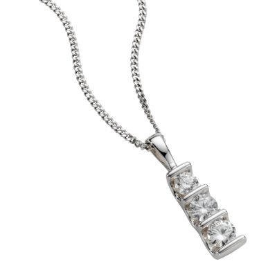 9ct white gold half carat diamond bar pendant necklace Ernest Jones