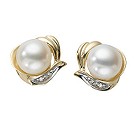 9ct two-colour gold cultured freshwater pearl earrings