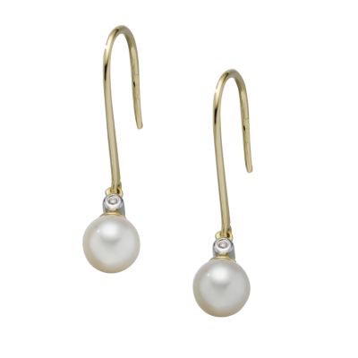 9ct two-colour cultured freshwater pearl and diamond earrings - Product number 4947509