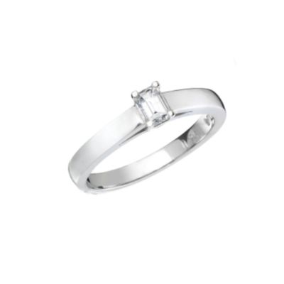 Platinum quarter carat emerald cut diamond solitaire ring - Product number 4950585