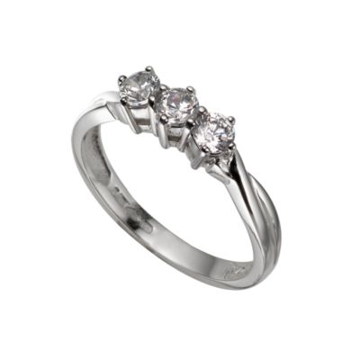 Platinum half carat diamond three stone twist ring - Product number 4950712