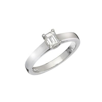 Platinum forty point emerald cut diamond solitaire ring - Product number 4950852