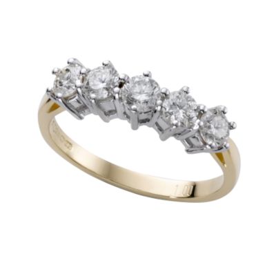 18ct gold one carat diamond half-eternity ring