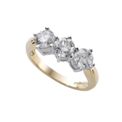 18ct gold two carat diamond three stone ring