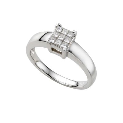 18ct white gold third carat princess cut diamond ring