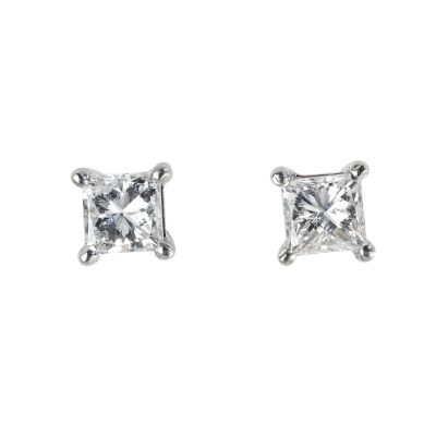 18ct white gold half carat diamond stud earrings Ernest Jones