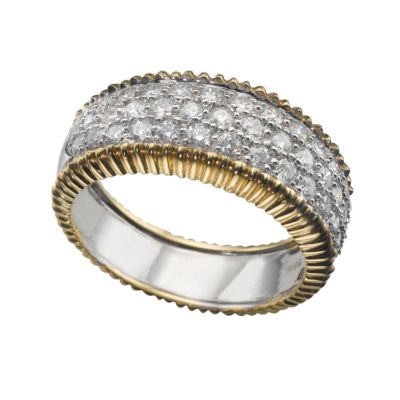18ct two-colour gold one carat diamond pave ring - Product number 4954106