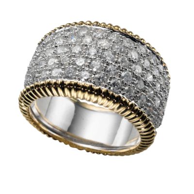 18ct two-colour gold one and three quarter carat diamond pave ring - Product number 4954246