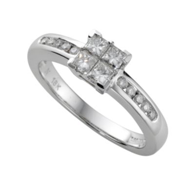 18ct white gold half carat princess cut diamond ring