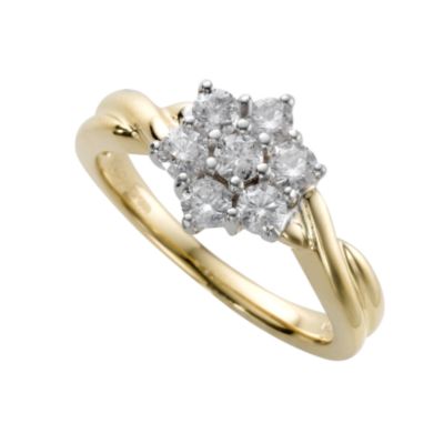 18ct gold half carat diamond cluster ring - Product number 4958055