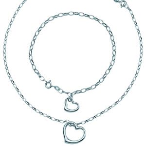 9ct White Gold Necklace & Bracelet Set - Product number 4968859