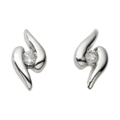 9ct white gold diamond stud earrings