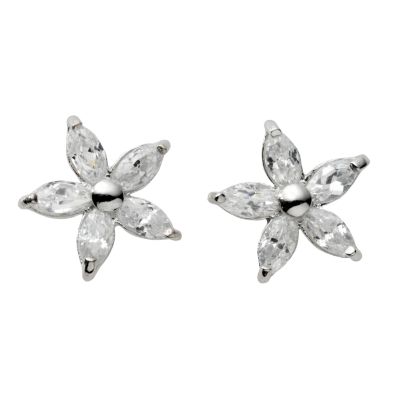 9ct white gold cubic zirconia flower stud earrings - Product number 4968964