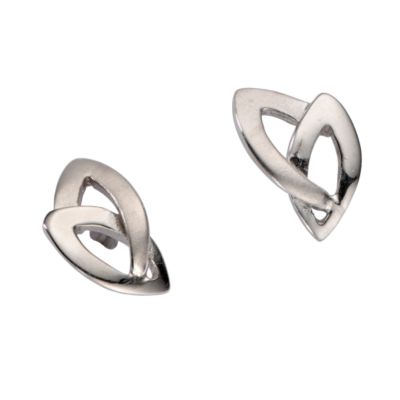 9ct white gold matt and polished leaf stud earrings - Product number 4969944