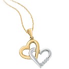 9ct two-colour gold diamond heart pendant