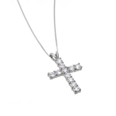 9ct white gold cubic zirconia cross pendant - Product number 4970438