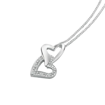 9ct white gold diamond heart pendant