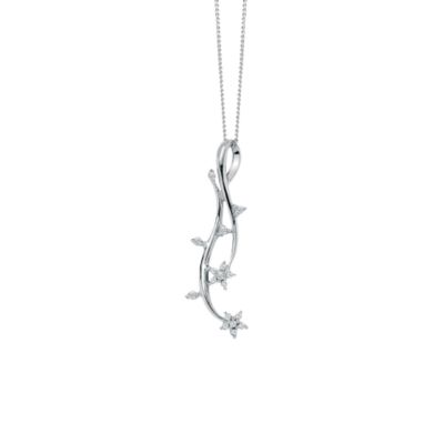 9ct white gold diamond flower pendant
