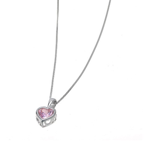 Unbranded White gold pink cubic zirconia heart pendant