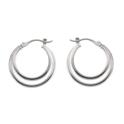 White gold double creole earrings - Product number 4972228