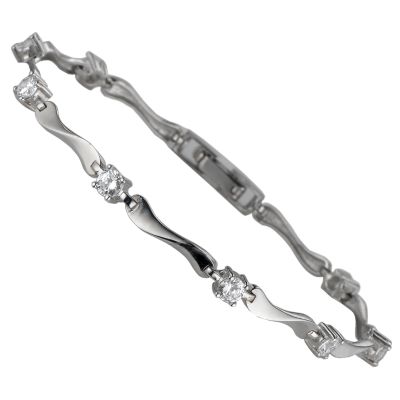9ct white gold twist bar cubic zirconia bracelet - Product number 4973526