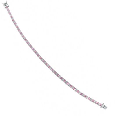 9ct white gold pink and white cubic zirconic bracelet