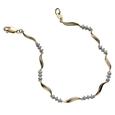 9ct gold wavy diamond bracelet