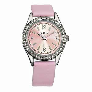 Oasis Ladiesand#39; Pink Stone-Set Watch