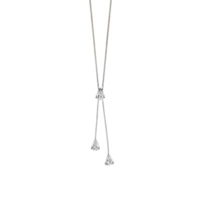 9ct white gold cubic zirconia drop necklace