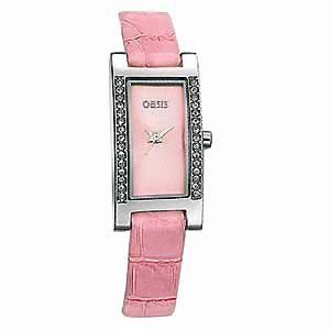 Oasis Ladies Pink StoneSet Leather Strap Watch