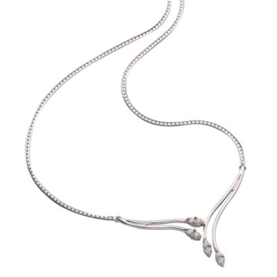 9ct white gold cubic zirconia twig necklace - Product number 4975332