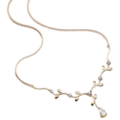 9ct gold cubic zirconia leaf necklace - Product number 4975340