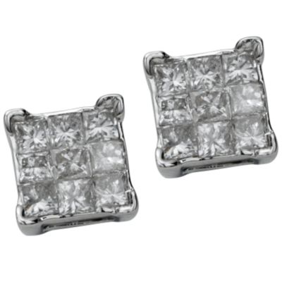 18ct white gold third carat diamond earrings - Product number 4976207