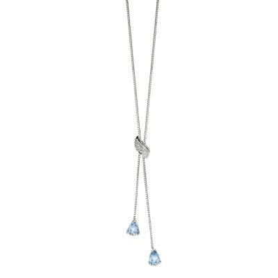 9ct white gold blue topaz diamond necklace