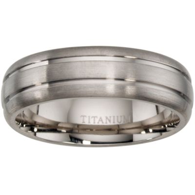 Titanium Ridged Satin and Polished Ring