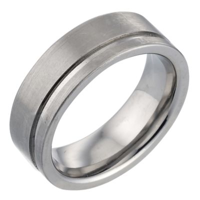 titanium Single Groove Matt and Polished Ring