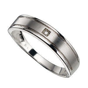 Menand#39;s 9ct White Gold Polished Band Diamonds Set Ring