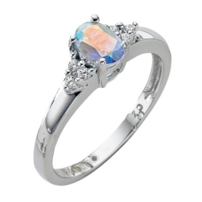 9ct Gold Cubic Zirconia & Rainbow Mist Topaz Ring