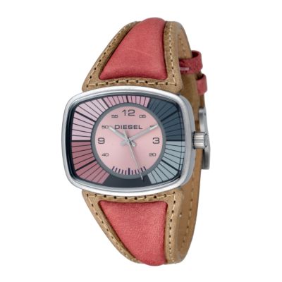 Diesel Ladies' Rainbow Dial Leather Strap Watch
